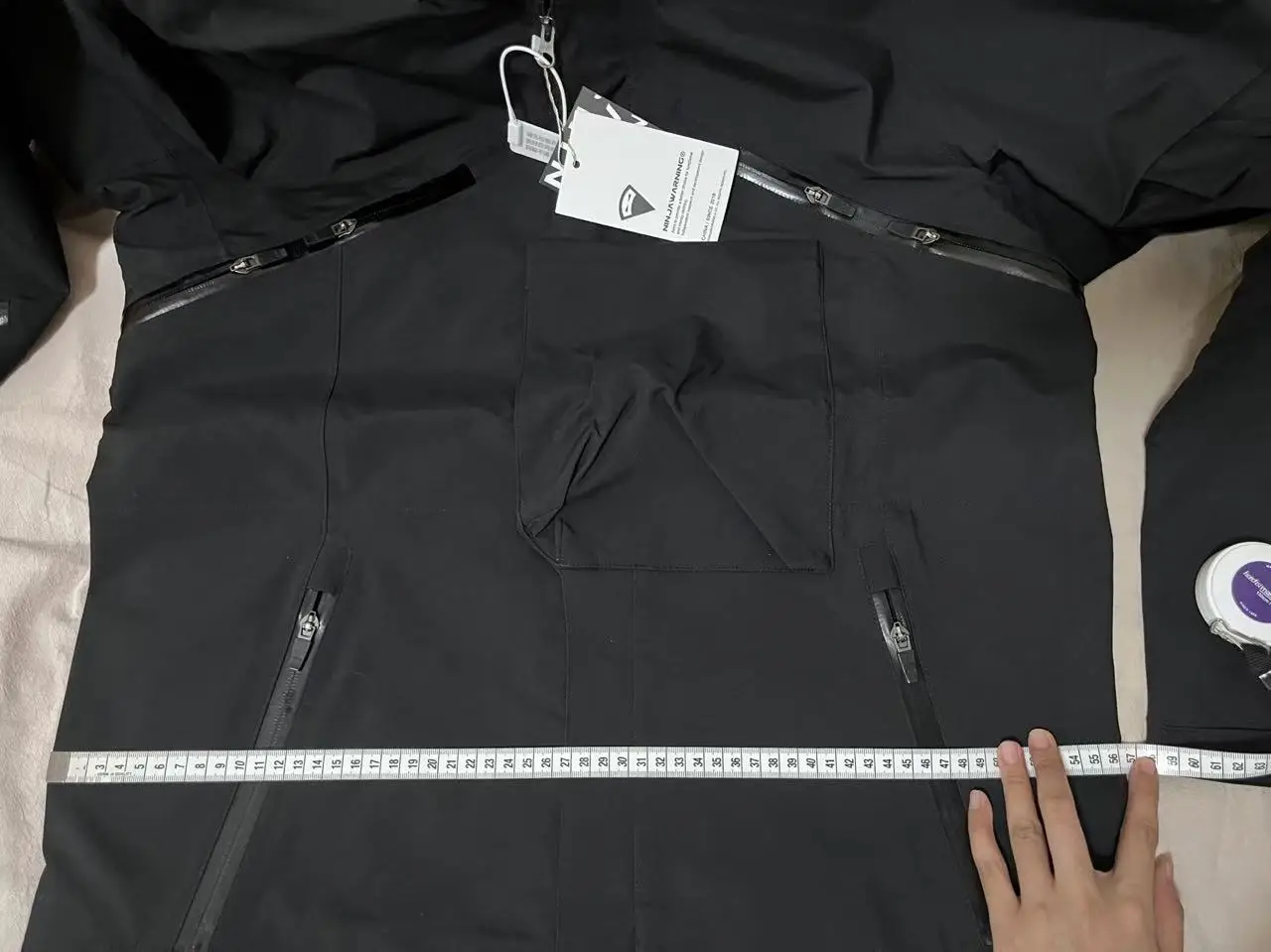 Ninja warning Storm techwear Jacket flak pocket waterproof seam sealed polyamide 3L fabric detachable hood -