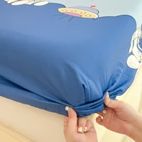 Cartoon Astronaut Printed Fitted Sheet Set with Elastic Band Soft Cotton Mattress Cover Anti-slip Bed Covers 3Pcs Bedding Set 6