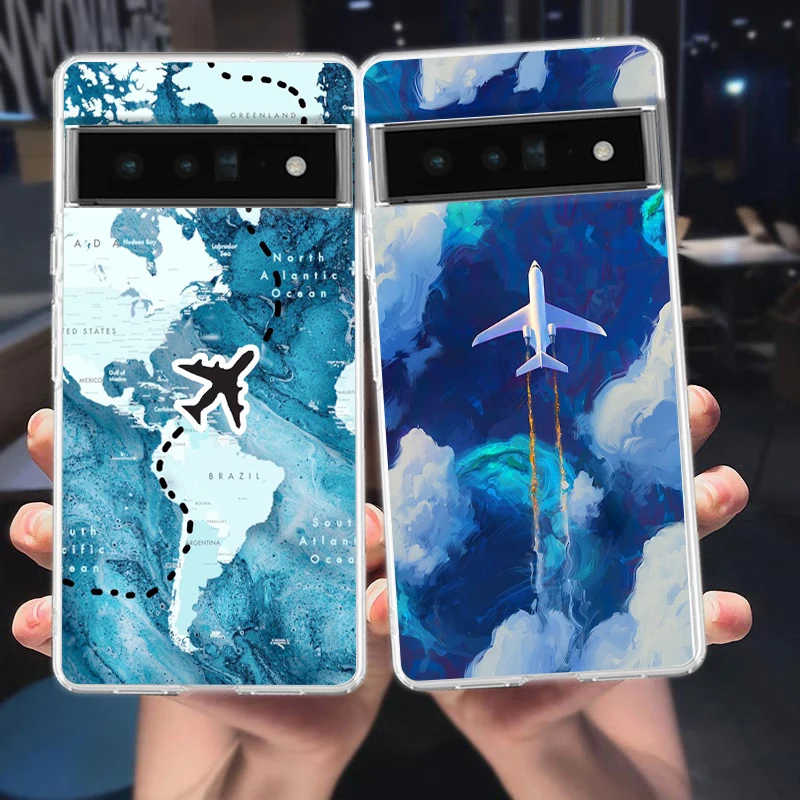 Airplane Design Soft Clear TPU Phone Case Cover