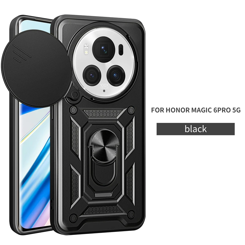 Enhanced Armor Case with Slide Lens Protection and Car Holder Ring