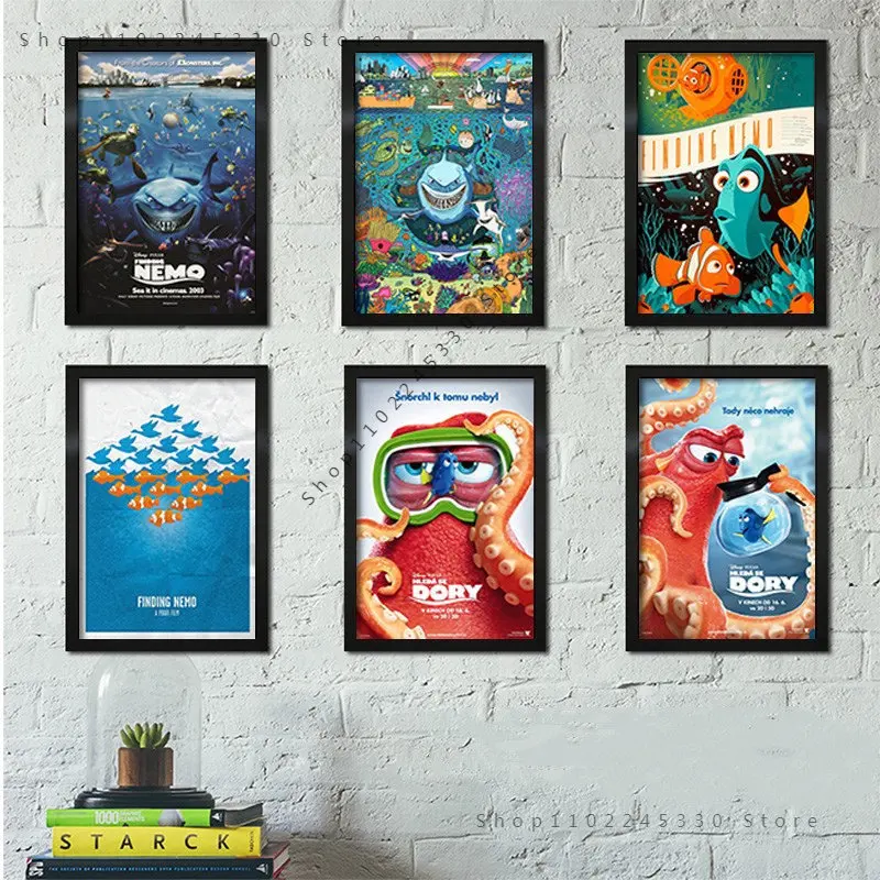 Trovare Nemo Cartoon Animation Movie Poster Wall Art Canvas Painting Nemo Ocean Fish Tavern Dormitorio Ristorante Room Decor