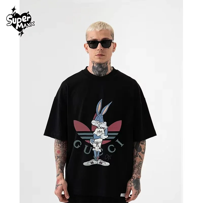 Cotton Short Sleeved Shirt Men's Women's Cotton Short-sleeved Round Neck Loose T-shirt