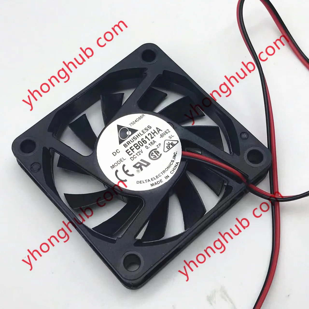 

Delta Electronics EFB0612HA 5N62 DC 12V 0.18A 60x60x10mm Server Cooling Fan