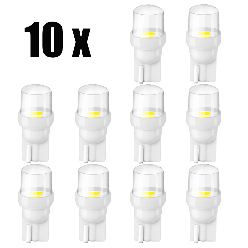 10X New W5W LED T10 Car Lights LED Solid Silica Gel Bulbs 6000K White ...