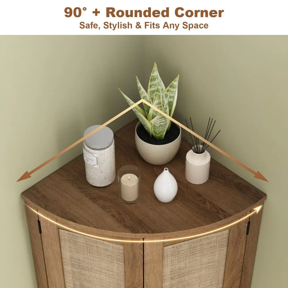 Rattan Corner Storage Cabinet 4
