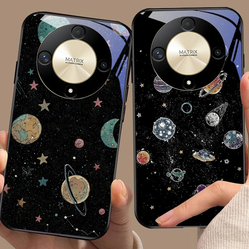 Astronaut Planet Tempered Glass Phone Case