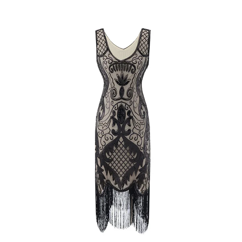 

Women's Retro 1920s Beaded Sequined Leaf Art Deco Gatsby Flapper Dress