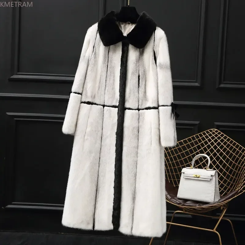 

Natural Cross Mink Fur Coats for Women Mid-length Korean Fashion Mink Fur Jacket Women Real Fur Coat Square Collar Mink Jackets