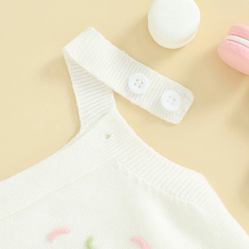 Summer Infant Baby Girls Autumn Winter Bodysuit Sleeveless Number Letter Embroidery Sweater Jumpsuit Clothes Baby Girls Sweater