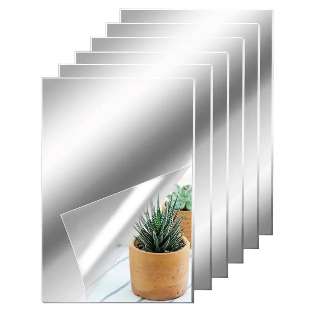 Mirror Sticker Flexible Waterproof Bathroom Mirror Decal Reflect Clear Acrylic Square Home Sticker Home