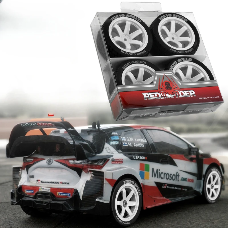 

RS RC 1/10 RC Rally Racing Wheels Tires On Road Car Rubber Tyres 12mm Hex for HPI KYOSHO Tamiya XV02 XV01 TA06 TT01 TT02 PTG2