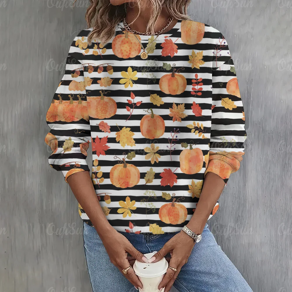 

Halloween Women's Sweater Autumn Long Sleeve Pullover Funny Pumpkin Print Hoodie Clothing Streetwear Vintage Top Fashion Sweater