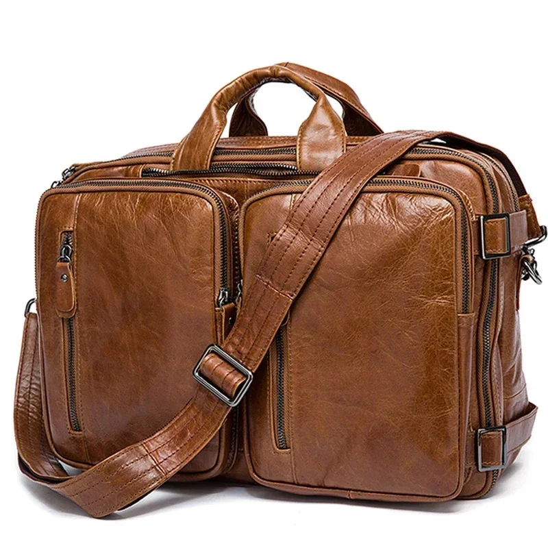 Leather Business Briefcase Bag for Men Laptop