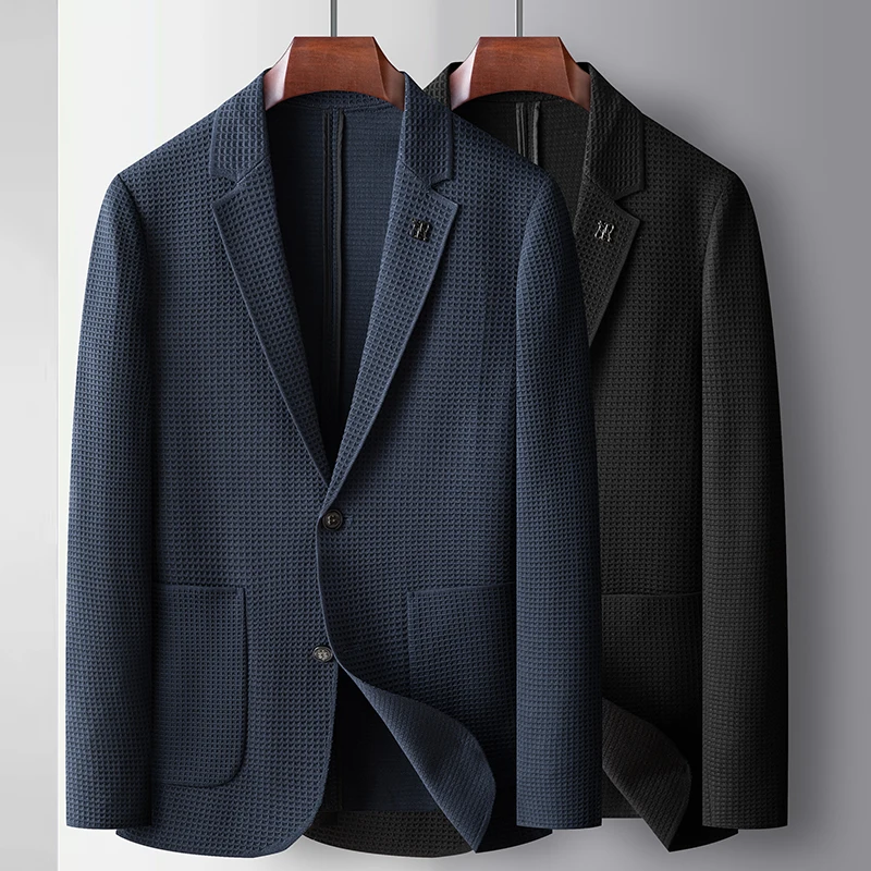 

Knitted Shaker Suit Jacket Men's Business Casual Single Jacket Small Suit Anti-wrinkle Single West Spring and Autumn Will Bewest