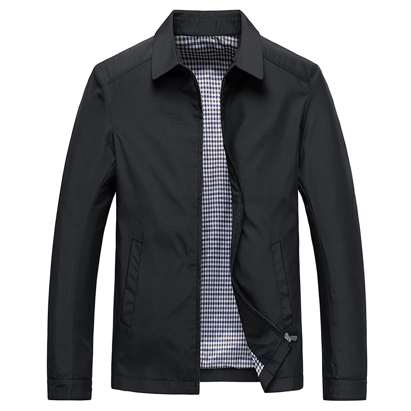 Spring Men's Jacket Casual Fashion Middle-aged And Elderly Solid Color Lapel Coat Loose And Breathable Business Men's Clothing