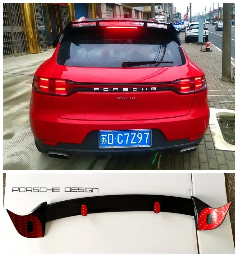 

For Porsche Macan 2014 2015 2016 2017 2018 High Quality ABS Black & Carbon Fiber Rear Trunk Lip Spoiler Splitters Wing