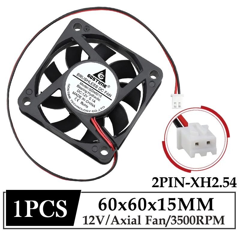 Gdstime 60 mm dc Ventilador de Refrigeração 60x60x15 mm 12v 2pin Computador Placa-mãe Cooler 6cm 6015 pc Computador Cpu Radiador 10 Peças