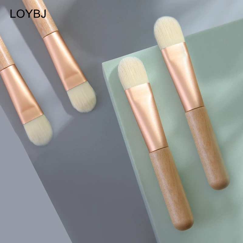 10/20/50Pcs 페이셜 마스크 브러쉬 팬 모양의 부드러운 얼굴 전문 메이크업 브러쉬 나무 손잡이 휴대용 스킨 케어 화장품 도구