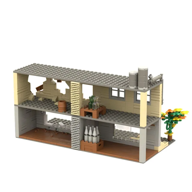 MOC Parts WW2 Abandoned Ruined Base Military Building Blocks Army Soldier DIY Scenes Bricks Pack Construction Toys Boys Gifts 3