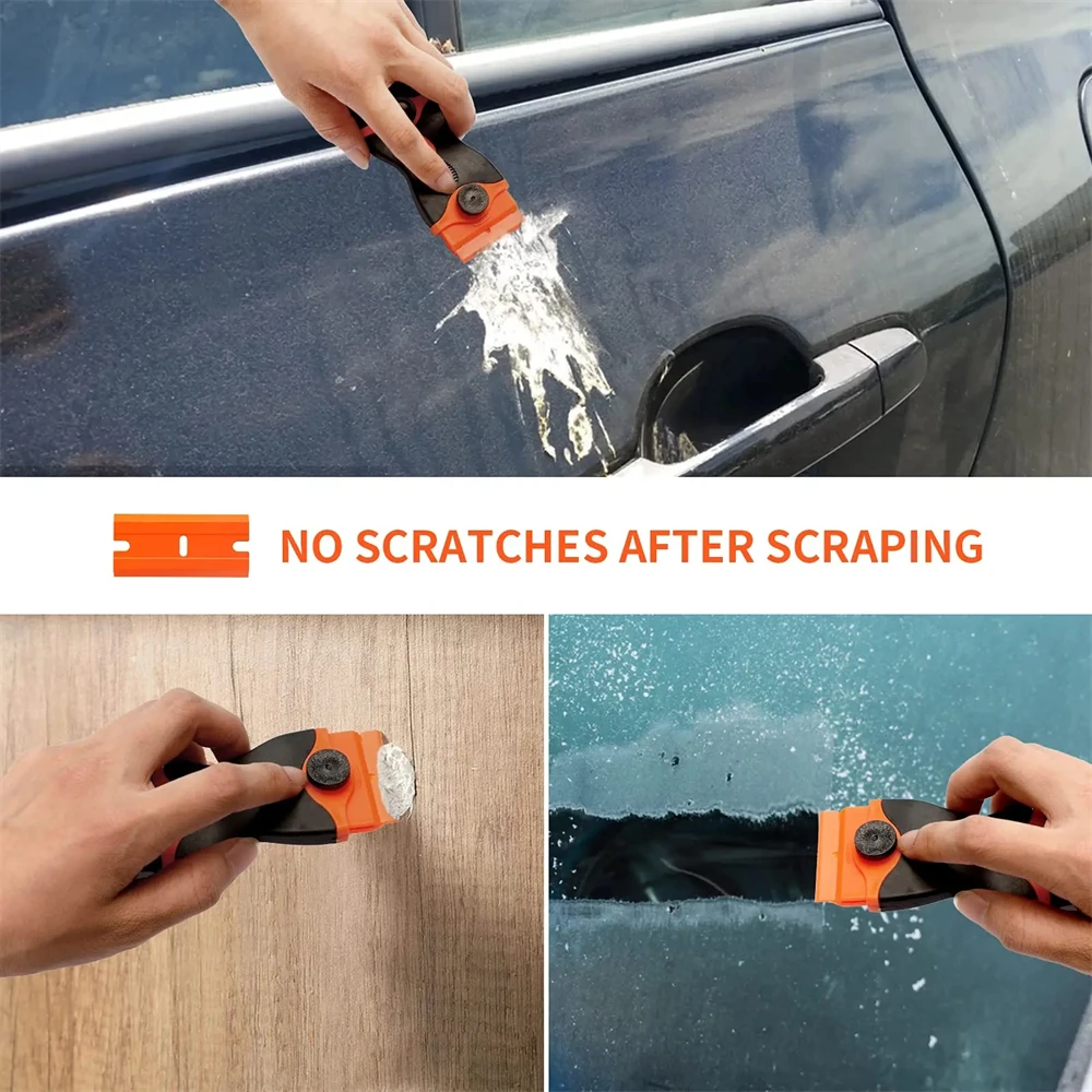 Razor Blade Scraper Double Edge Razor Scraper Remover Tool with Blades for Labels Stickers Decals Removal Tint Vinyl