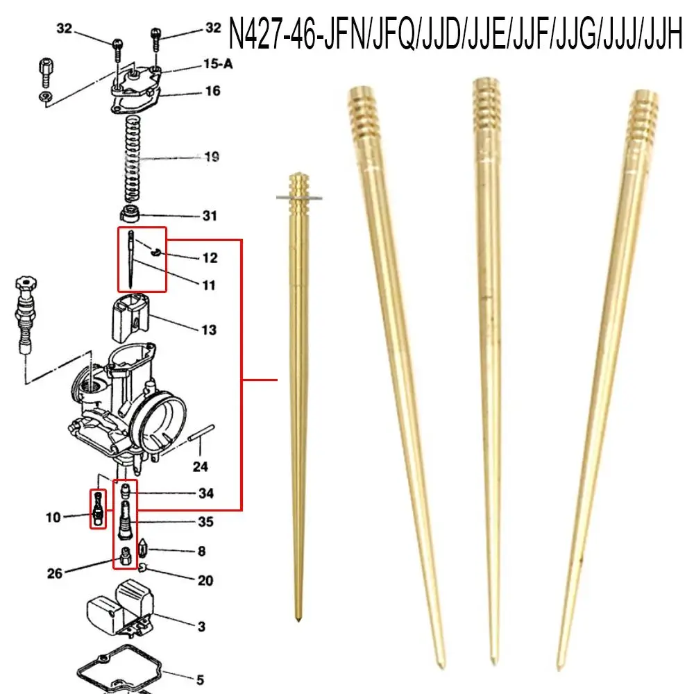 

Медная карбюраторная масляная игла N427-46-JFN/JFQ/JJD/JJE/JJF/JJG/JJJ/JJH Jet, Универсальная игла для фотографий, PE26, PE28