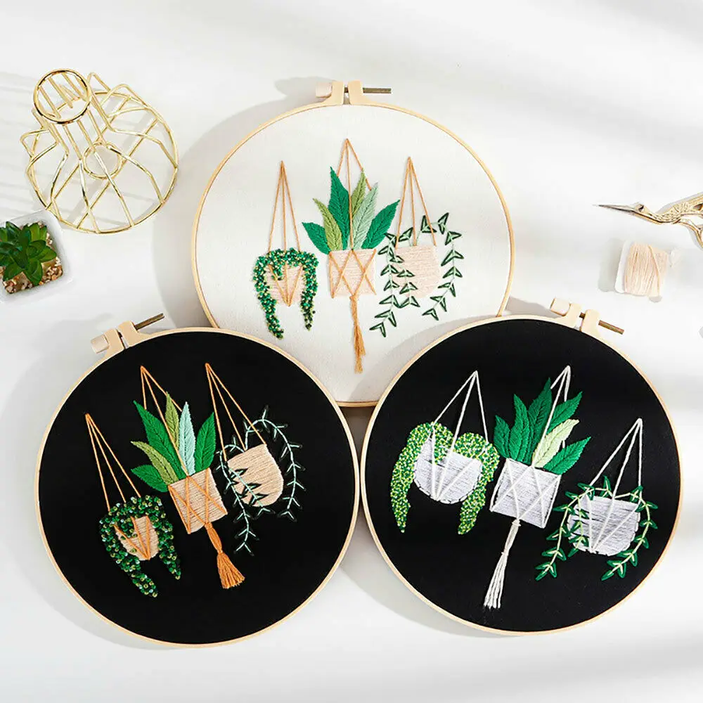 DIY Creative Plant Pattern Embroidery Sewing Kit Craft Cross Stitch Material Semi-finished Handmade Needlework For Home Decor embroidery set embroidery kits