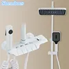 Newly Piano Bathroom Shower System Faucet for 12 Inch Rainfall Shower Head Accessories White Hot Cold Piano Bathroom Shower Set 1
