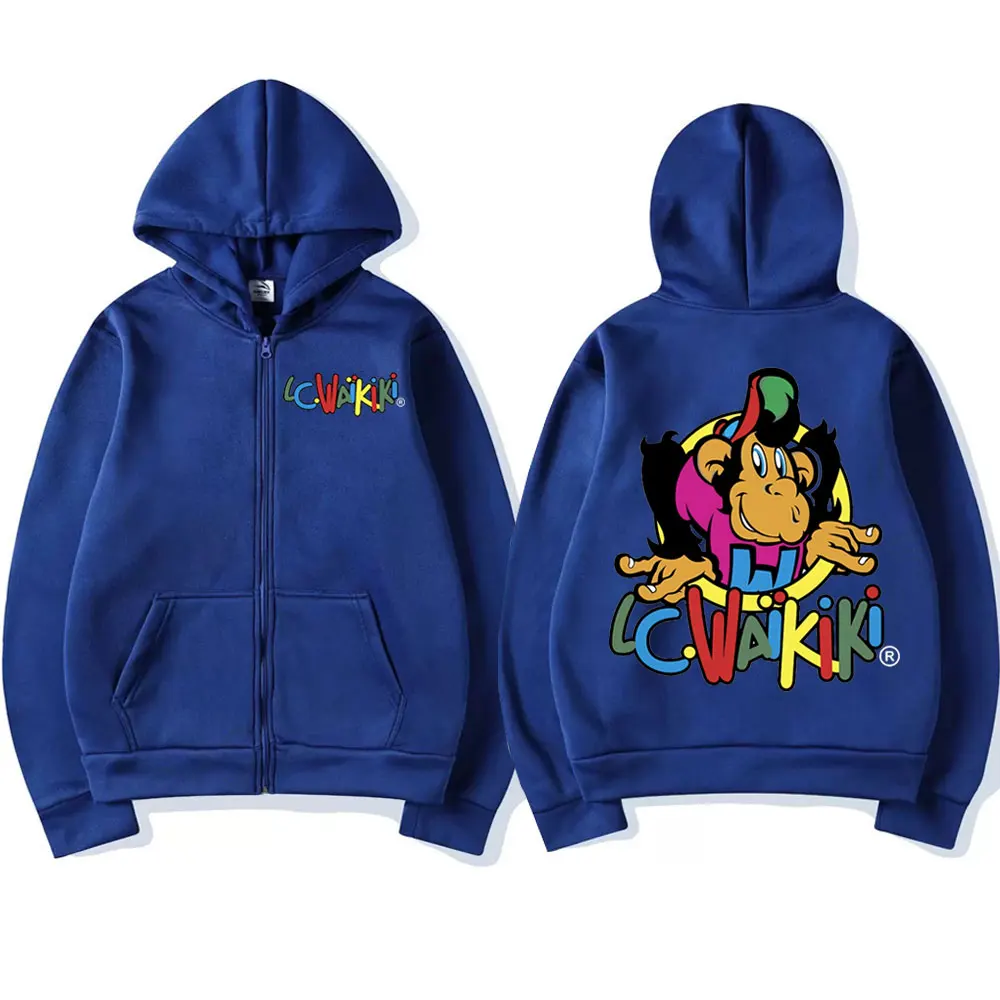 Fuuny Lc Waikiki Monkey Graphic Zipper Hoodie Men Women Limited Edition Aesthetics Zip Up Sweatshirts Oversized Fleece Hoodies 5