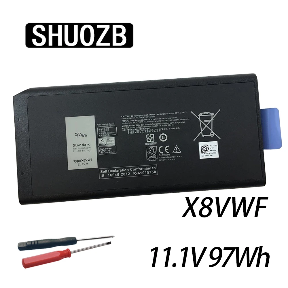 Shuozb 11.1v 97wh 4xkn5 12 X8vwf Bateria do Portátil para Dell Latitude 7204 14 7404 E7204 E5404 E7404 Cj2k1 09fn4 Dknkd Ferramentas Gratuitas