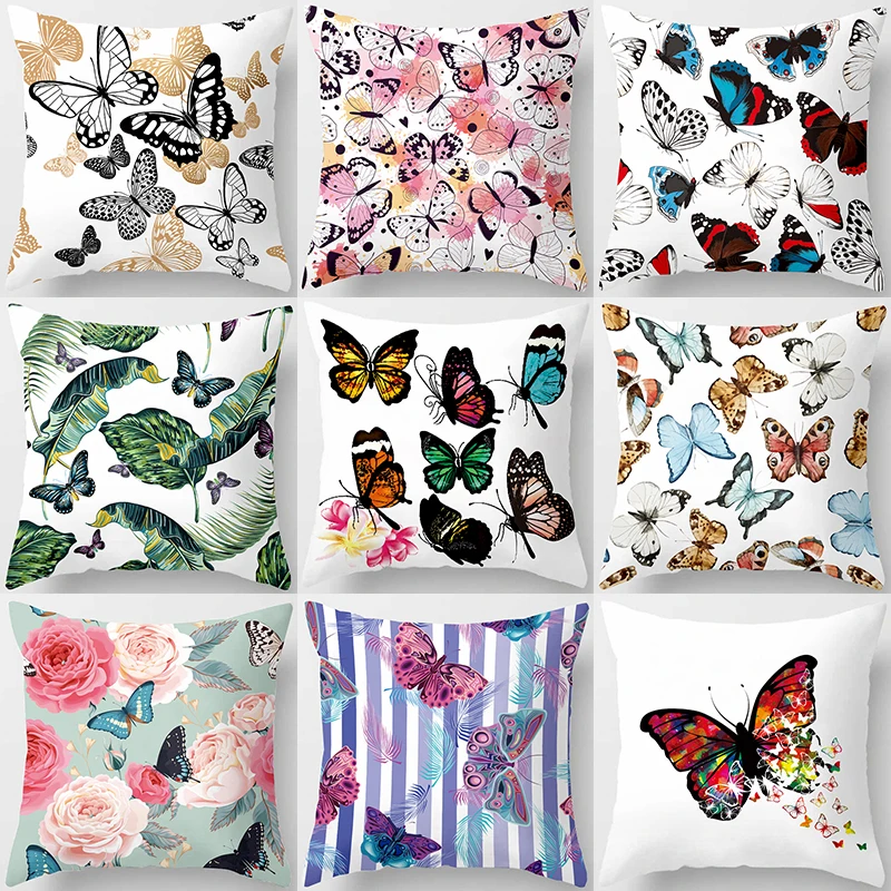 

Customizable Cushion Cover Pillow Sofa Decorative Pillowcase Flower Butterfly Pattern Decorative Cushion Pillowcase
