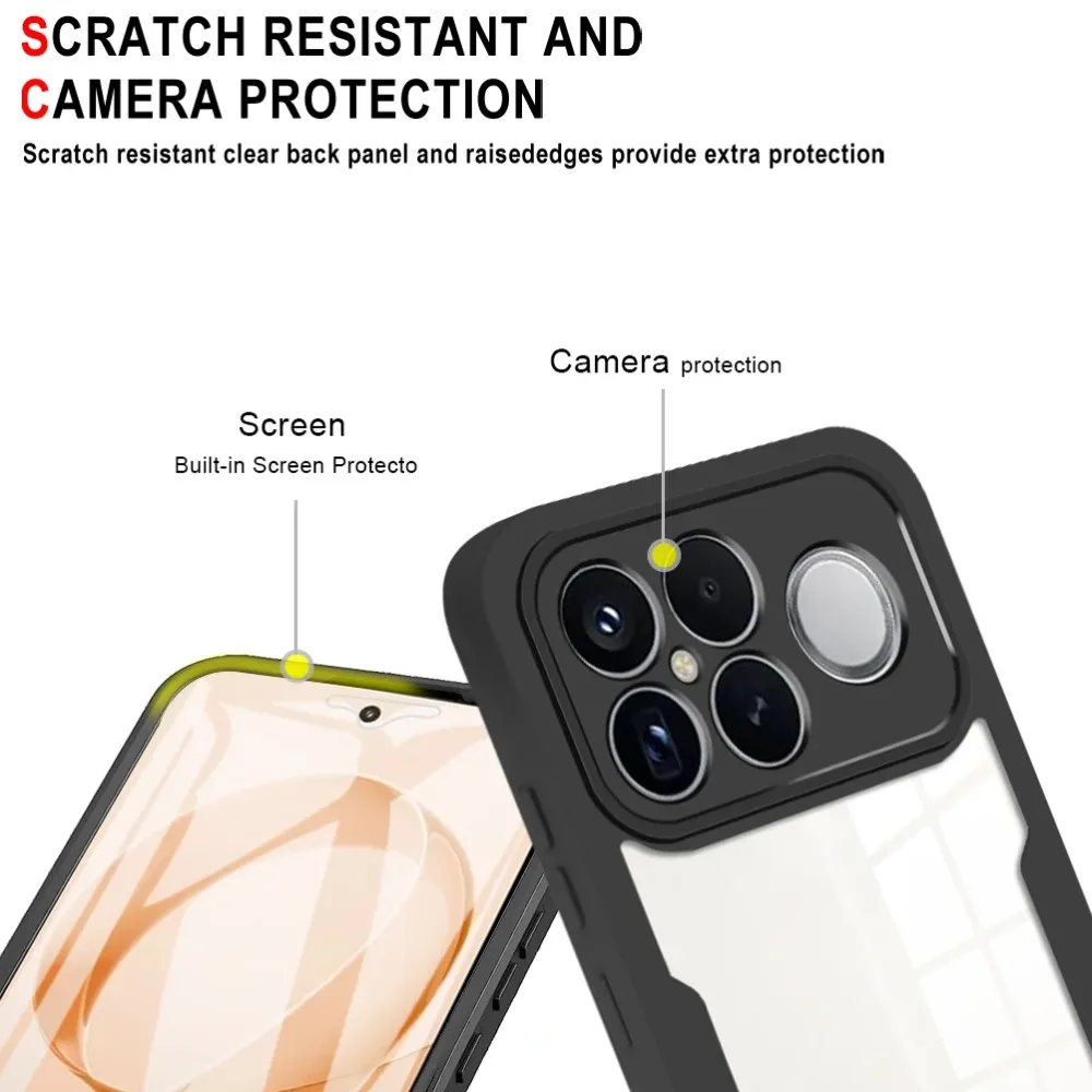 360° Full Body Protection Clear Silicone Shockproof Case with Screen Protector