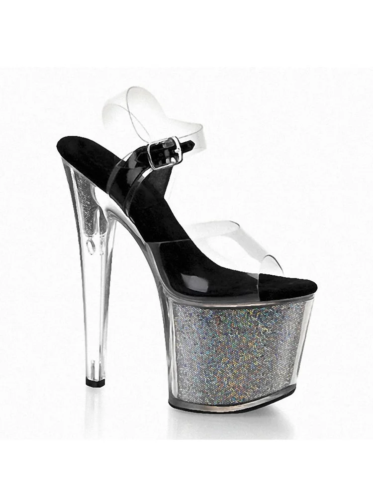 

Platform Flash Powder Stripper Heel 8Inch Exotic Dancer Sexy Fetish Nightclub Catwalk Show Bride Peep Toe Full Dress Pole Dance