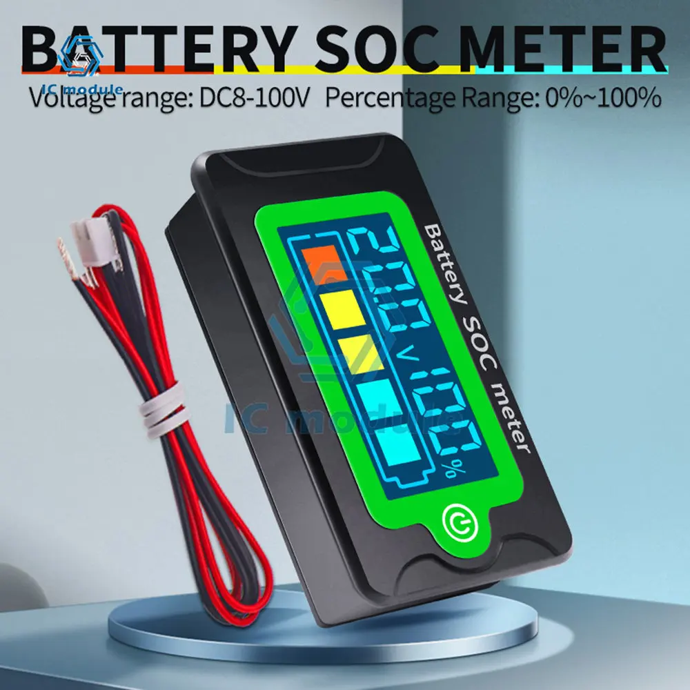 

Battery Capacity Indicator DC8-100V Lithium Battery Percentage Voltage Panel Gauge Tester Status Monitor 12V 24V 48V 72V