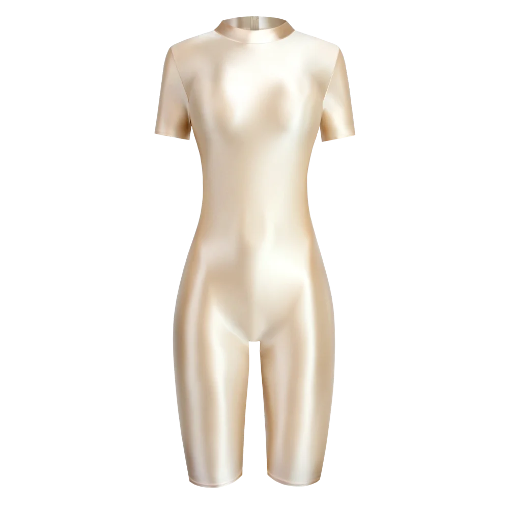 thumbnail image 1 of MJINM - Mono de una pieza brillante para mujer, para natación, running, mono corto con cremallera, para carreras, ciclismo, yoga, fitness, 1 of 5