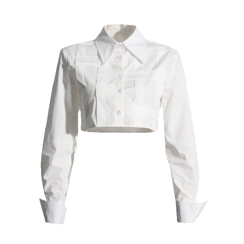 versione-coreana-vita-corta-che-dimagrisce-top-in-tinta-unita-per-l'inizio-della-primavera-2024-nuovo-design-sense-splicing-camicia-da-donna-casual