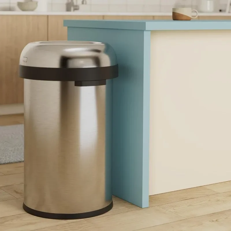 simplehuman 115 Liter / 30 Gallon Bullet Open Top Trash Can Commercial Grade Heavy Gauge, Brushed Stainless Steel 2