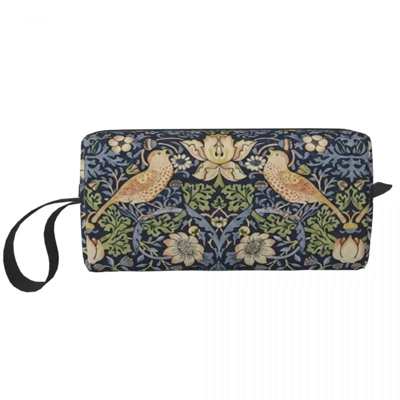 

William Morris Strawberry Thief Pattern Travel Toiletry Bag Vintage Textile Makeup Cosmetic Organizer Beauty Storage Dopp Kit