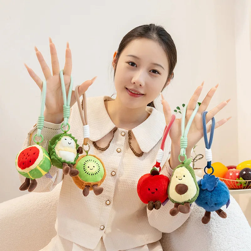 Cute Fruit Plush Keychain Soft Stuffed Toy Bag Ornament For Girls_voghion.com