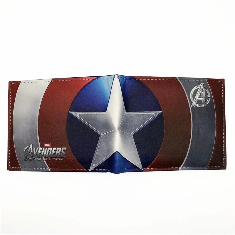 

2021 New Comics Wallet Captain America Card Bags Famous Amine Cartoon Purse Leather Male Casual Branded Wallets
