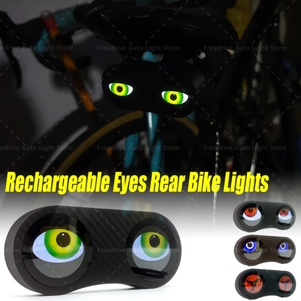 thumbnail image 2 of Devil Tail Light Rechargeable LED Bicycle Light Smart Programmable Eyes Rear Safety Light For Bike Motorcycle Car Double Eye 2 of 14