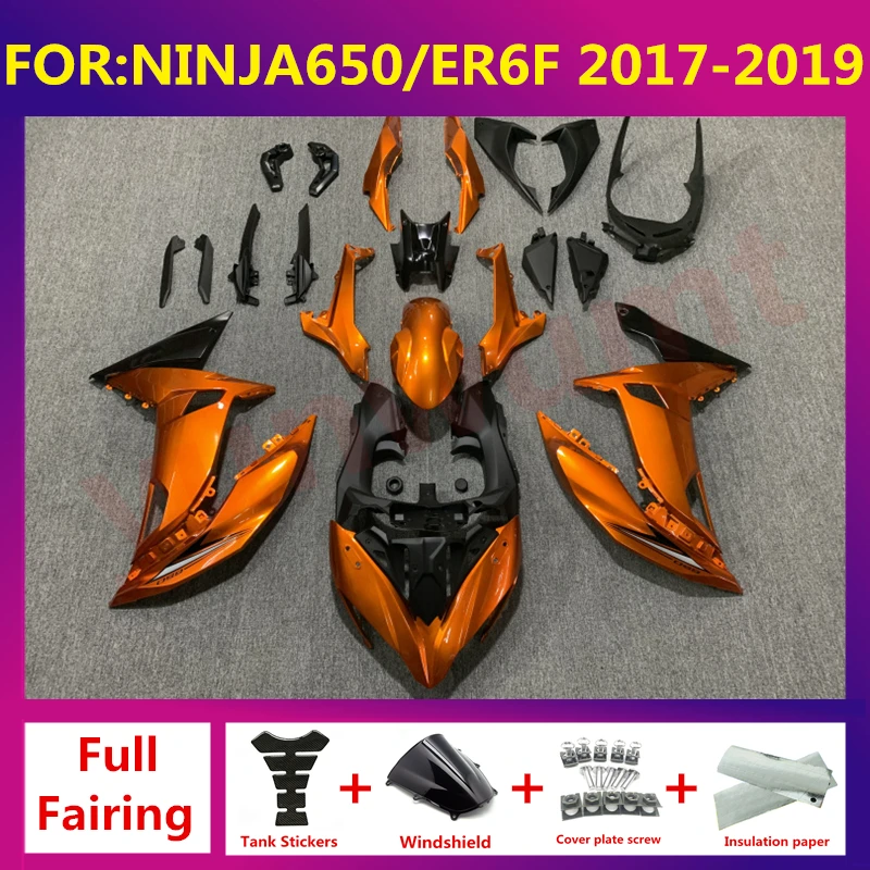 

For kawasaki Ninja650 Ninja 650 ER-6F ER6F 2017 2018 2019 Motorcycle full Fairing Kit fit bodywork fairings kits orange black