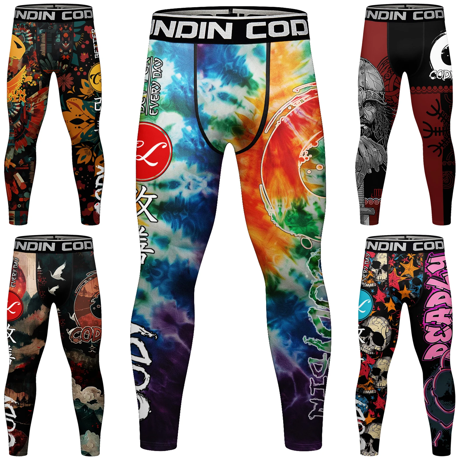 Customized Quick Dry 3D Printed Running Tights Men Compression Sports Leggings Gym Fitness Pants Workout Training Bottoms