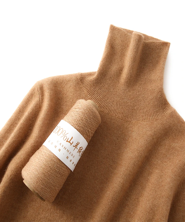 Women's 100% Cashmere Sweater Turtleneck Knitwear Ladies Sweater Cashmere Sweater Tops Long Sleeve Pullovers Solid Clothing