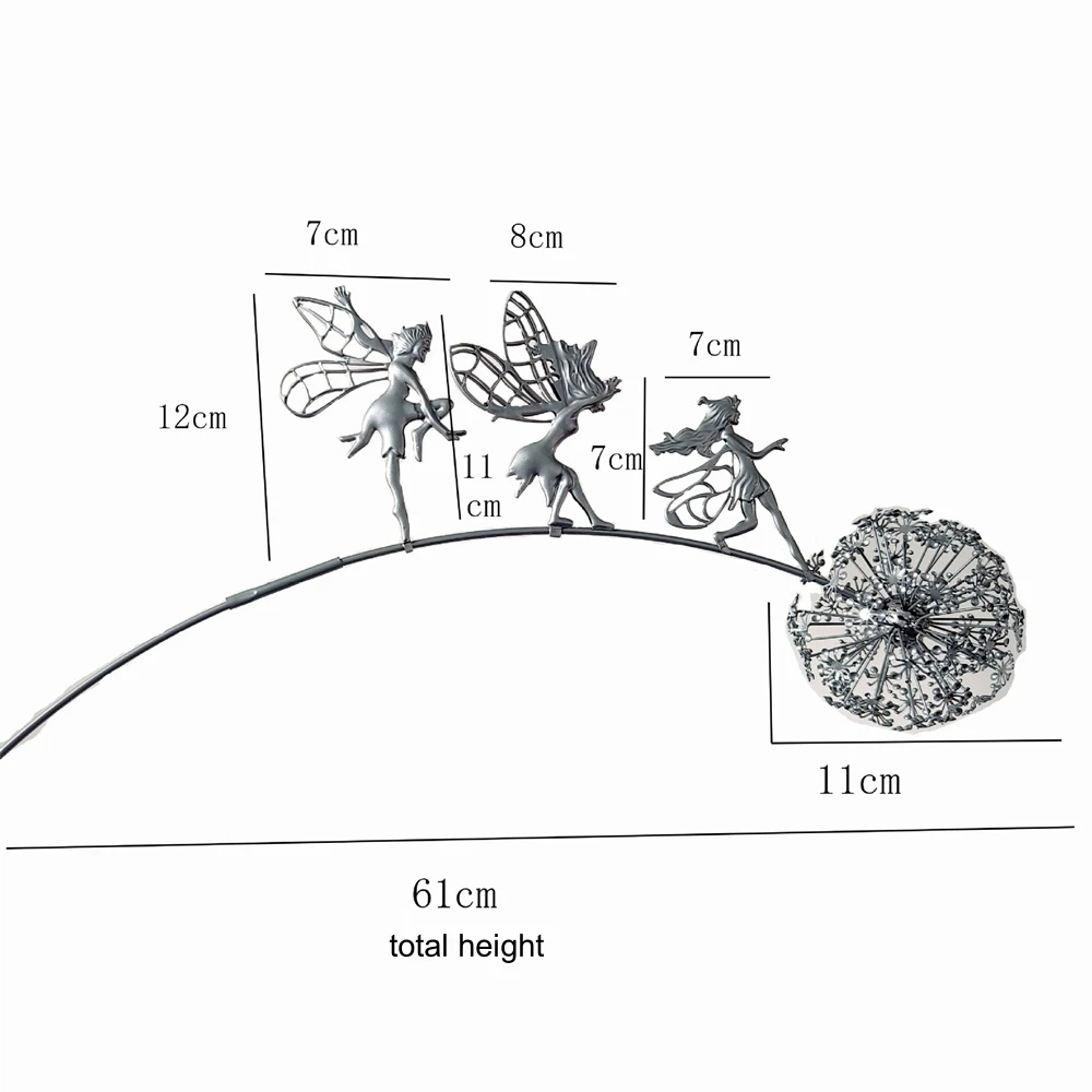 Garden Decoration Stake 3D Fairies And Dandelions Dance Together Landscape Miniature Figurine Modern Home Yard Lawn Art Decor