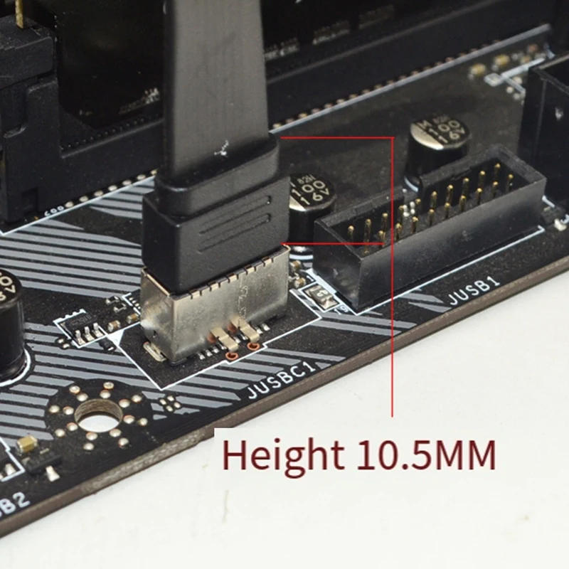 커넥터 USB 3.2 전면 패널 연장 케이블, GEN2x2 배플 케이블 TYPE-E - 섀시 Type-C 전면 C형 암 커넥터 10G/20Gbps A-ABFB