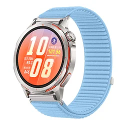 Nylon Loop Smartwatch Strap with Metal Link - Universal 22mm Band for HUAWEI GT Runner 2 (Light blue)