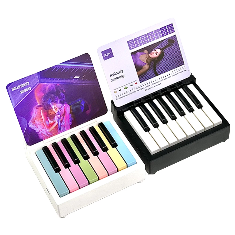 Singer Piano Calendar Piano Portable Desk Calendar Desktop Peripheral Ornaments with 27 Music Cards 26 Songs