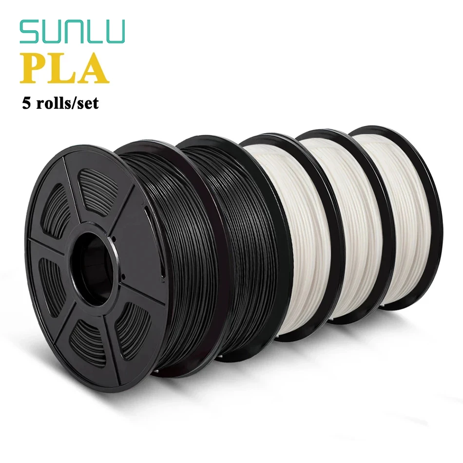 SUNLU PLA Filament 1.75MM 5Rolls For FDM Printers No Knots No Bubble Eco-Friendly Non-Toxic Odorless Bright Color Good Toughness