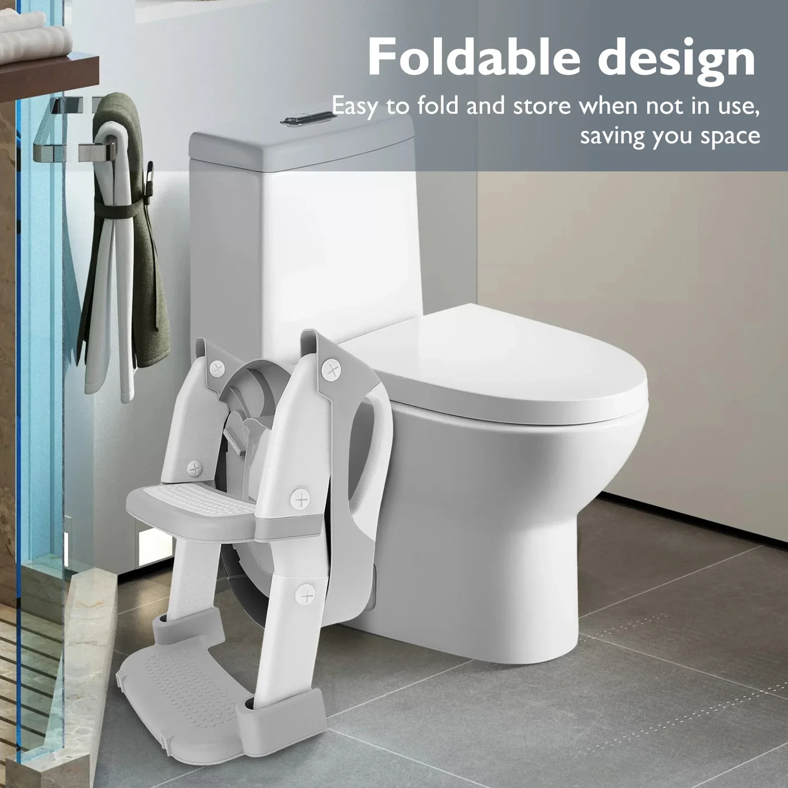 Description Picture 6 of itemChild Toilet Seats Stairway Foldable Kids Potty Training Seat Step Stool Baby Potty Baby Pot Toilet Bathroom with Nonslip Pad
