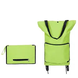 Portable Shopping Trolley Bag with Wheels - Reusable, Foldable, Large Capacity Organizer (Green)